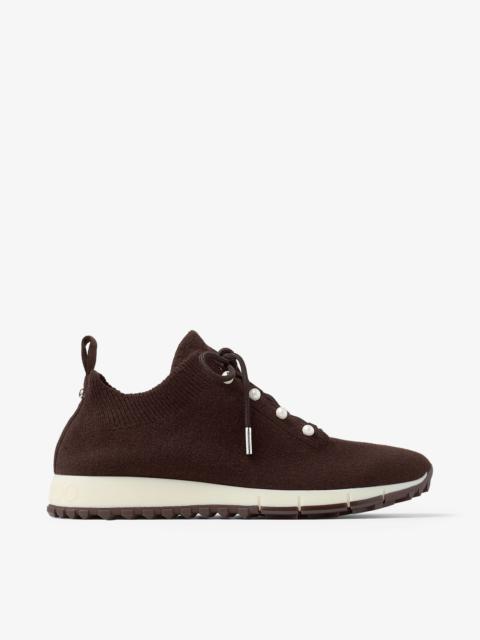 Veles
Chocolate Cashmere Melange Knit Trainers with Pearl Buttons