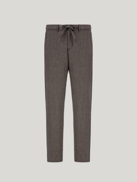 TAUPE DRAWSTRING CHINOS IN IMPECCABILE WOOL FLANNEL