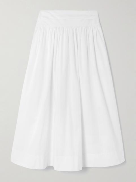 Rue Pleated Cotton-poplin Midi Skirt