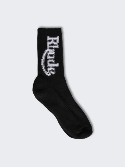 Vertical Race Track Sock Black And White
