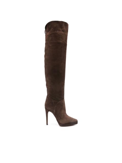100mm suede stiletto knee-high boots