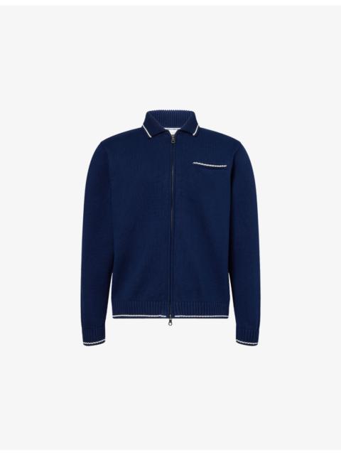 Garden Den Striped-Trim Knitted Cardigan