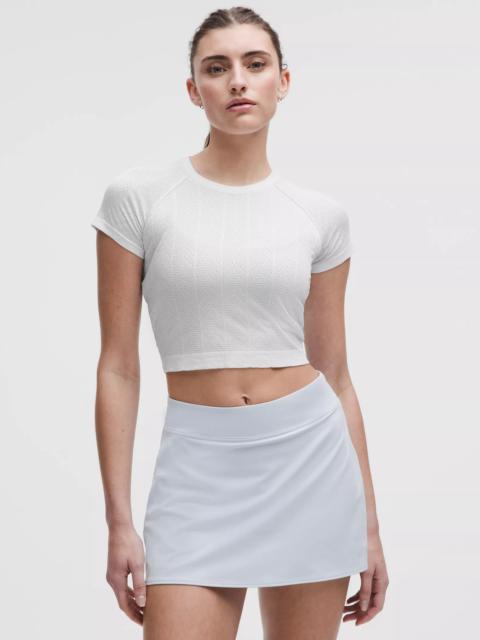 Swiftly Pointelle Cropped Short-Sleeve Shirt