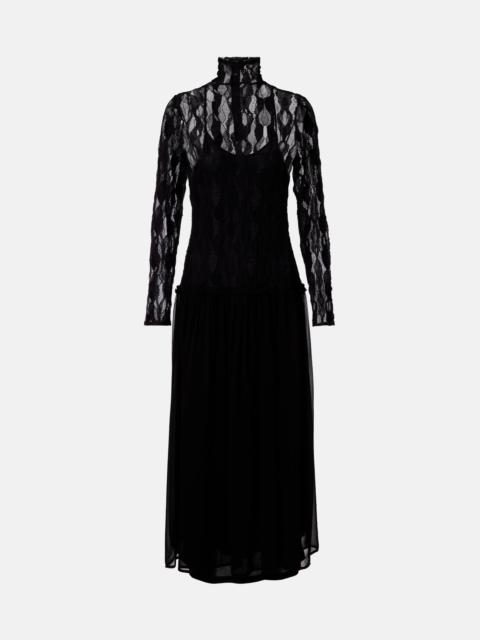 Sybil lace and chiffon maxi dress