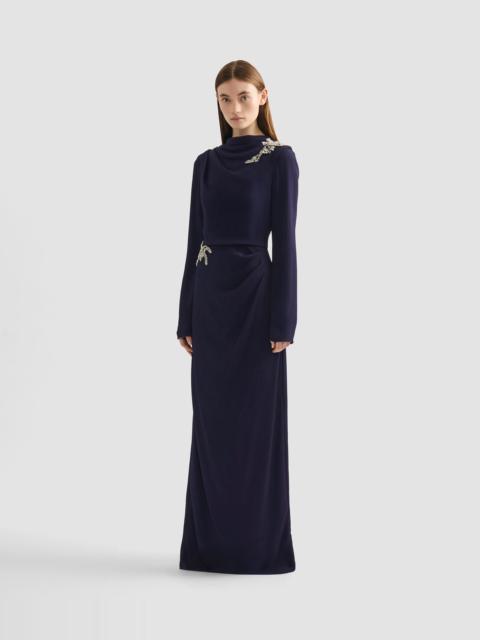 EMBELLISHED SABLE LONG SLEEVE GOWN