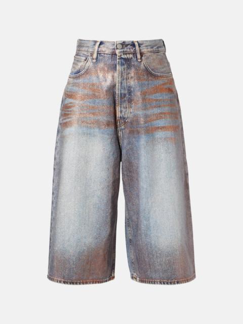 Coated denim culottes