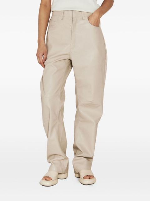 faux-leather trousers