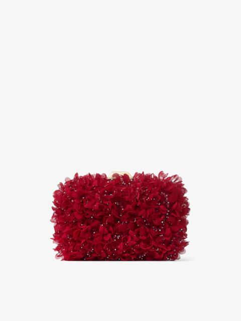 Cloud
Ruby Red Satin Clutch Bag with Petal Embroidery