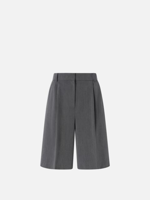 GREY BERMUDA SHORTS IN FRESH WOOL WITH TAILORED PLEATS