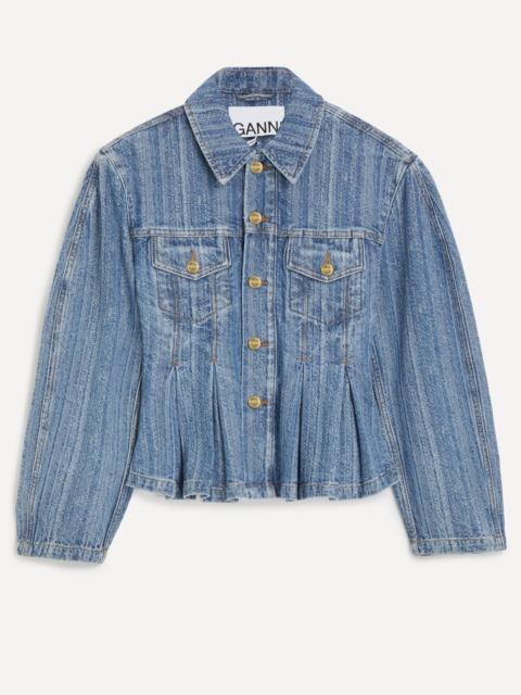Striped Denim Pleated Jacket