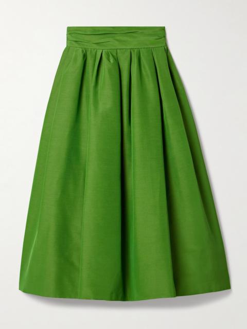 Pleated Cotton-blend Faille Midi Skirt