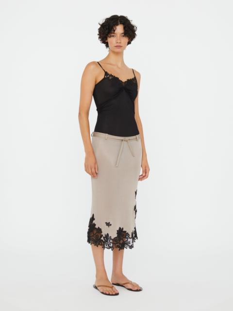 Hibiscus Embroidered Rib Skirt