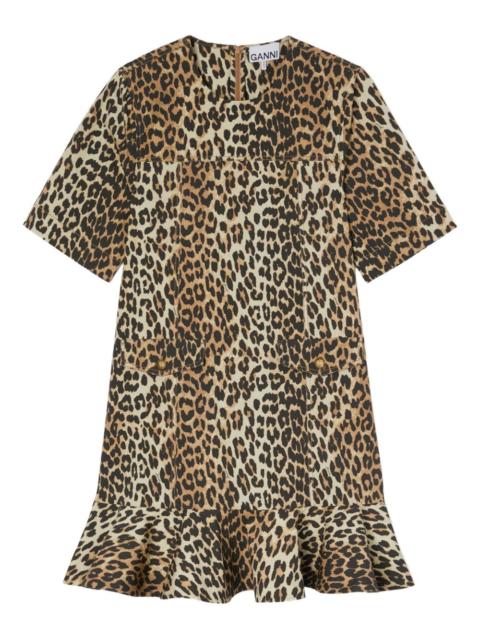 leopard-printed ruffled dress