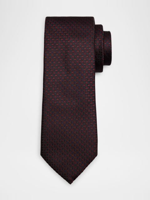 Men's Bicolor Basketweave Silk Tie