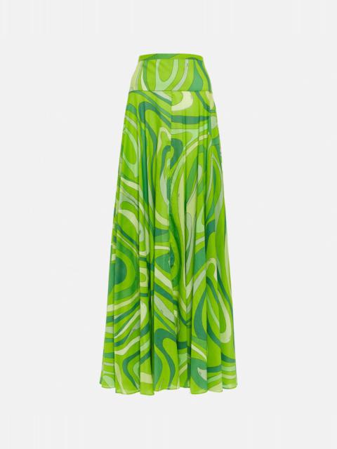 Marmo pleated cotton muslin maxi skirt