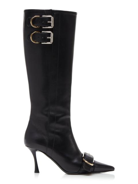 Voyou Buckle-Detailed Leather Knee Boots black