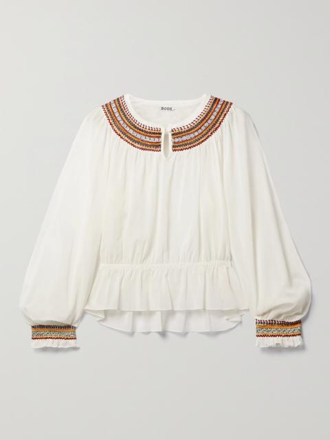 Embroidered Cotton-voile Blouse