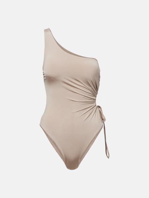 Canarie ruched one-shoulder swimsuit