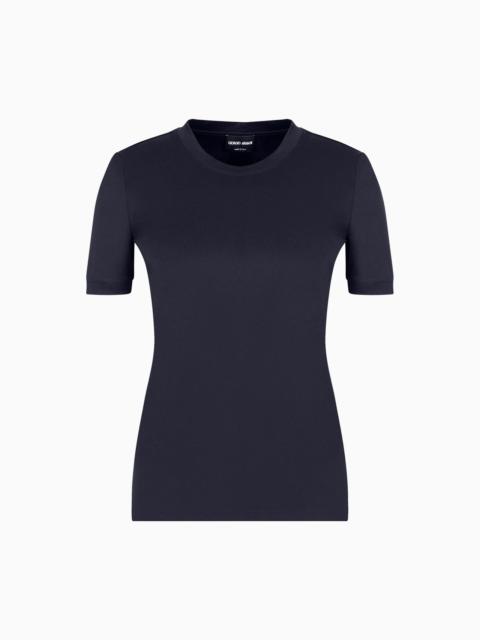 Short-sleeved crew-neck jumper in pure cashmere