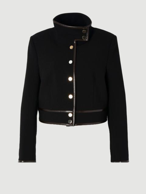 Compact Stretch Pu Mix Tailored Belted Jacket