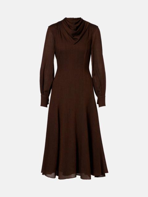 Avara draped wool twill midi dress