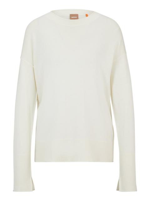 CREW-NECK SWEATER WITH SLIT CUFFS