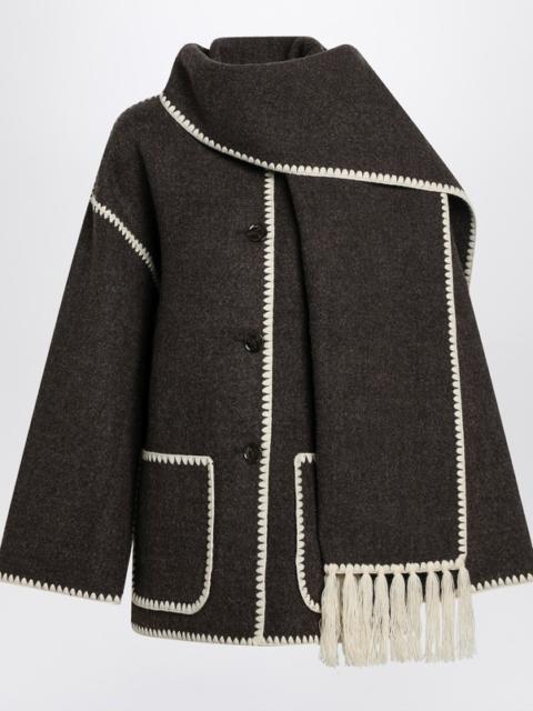 Chocolate mélange jacket with scarf