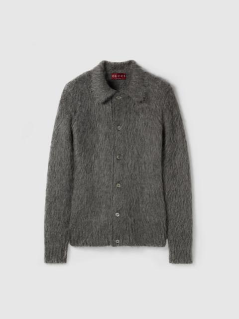 Brushed wool mohair cardigan