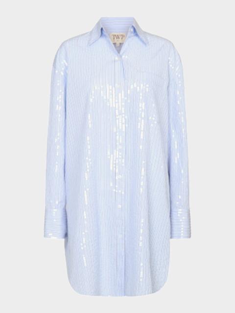 Big Joe Sequined Striped Mini Shirtdress