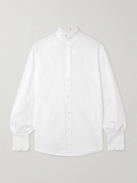 Ruffled cotton-poplin shirt White