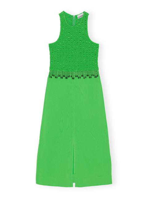 SMOCKED SATIN MAXI DRESS