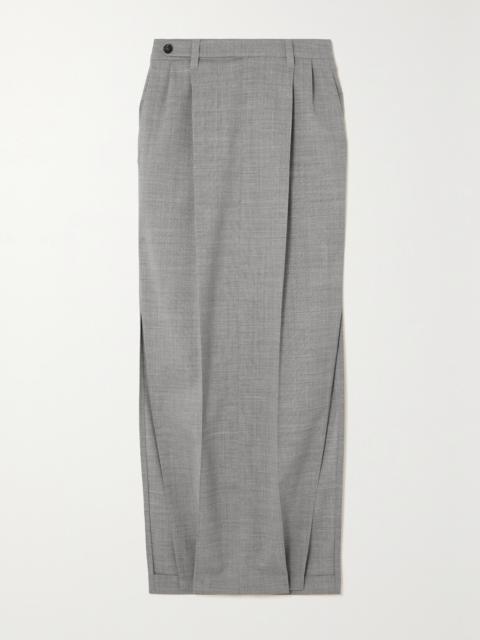 Pleated Stretch-wool Maxi Skirt