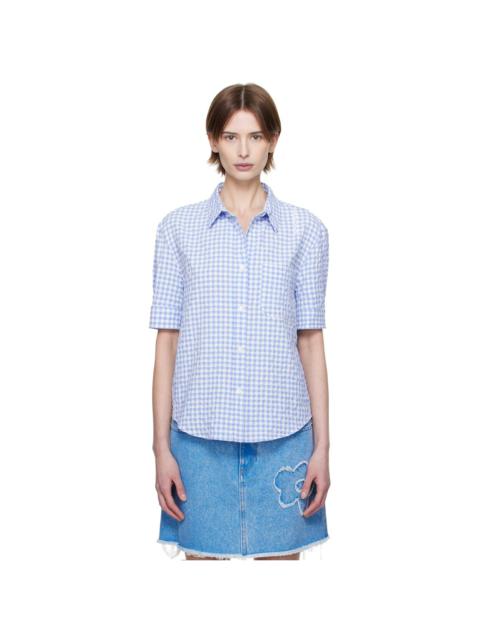 Blue & White Seersucker Checked Shirt