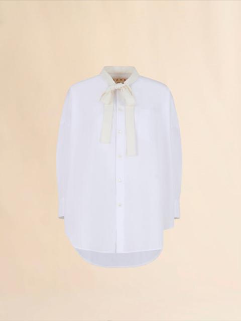 WHITE ORGANIC POPLIN SHIRT WITH BOW