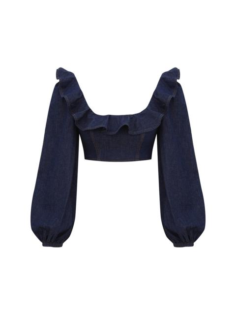 ASTER DENIM FRILL TOP