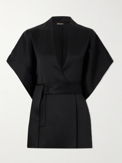 Martha Silk-satin Wrap Blouse