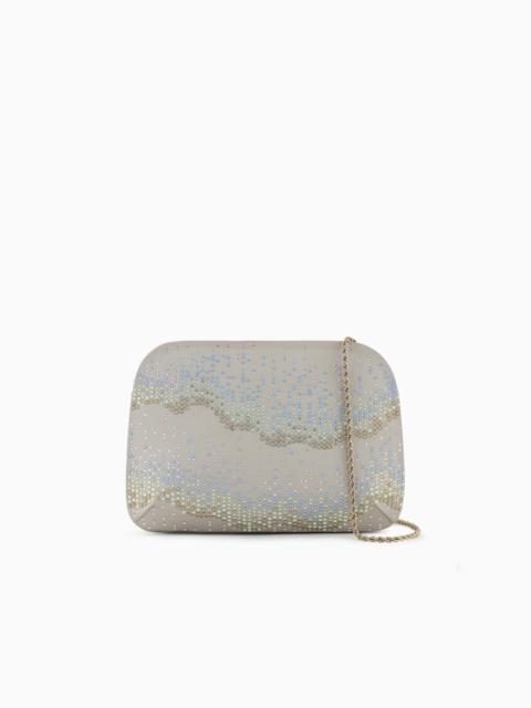 La Prima satin and rhinestone clutch bag with wave motif