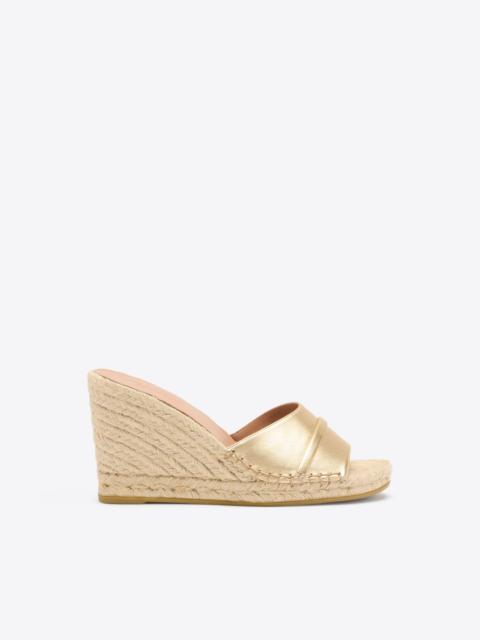 Soleil 85 Gold Leather Wedge Sandals