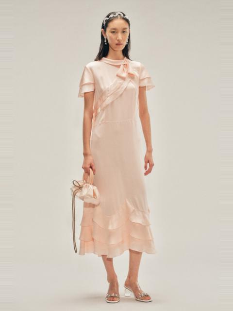 Peeling Scalloped Hem Petal Bow Sash Dress