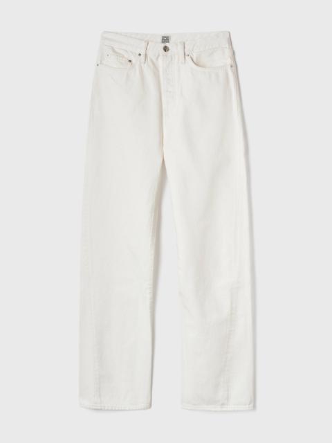 Twisted seam denim full length off-white