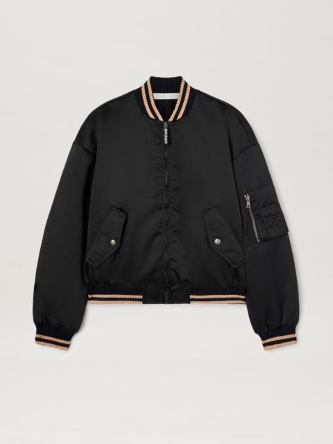 Curved logo bomber