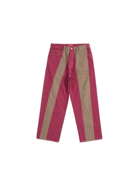 Supreme Paneled Stripe Baggy Jean Red
