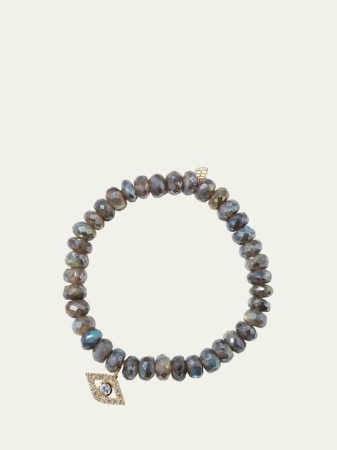 Mystic Labradorite and Diamond Evil Eye Bracelet