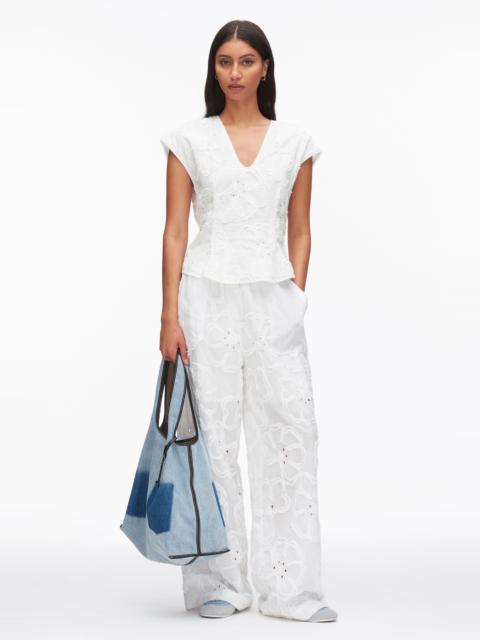 Embroidered Cap Sleeve Top