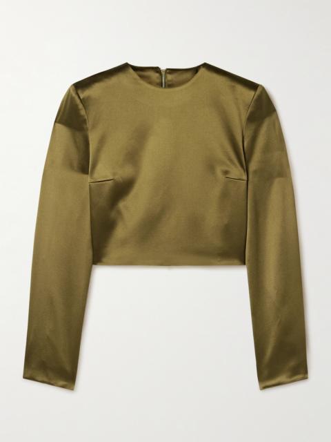 Keira Cropped Silk-charmeuse Top