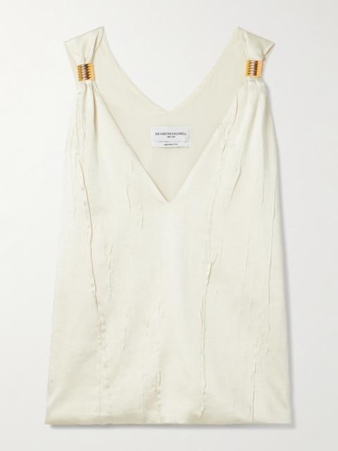 The Drew Embellished Crinkled-satin Tank