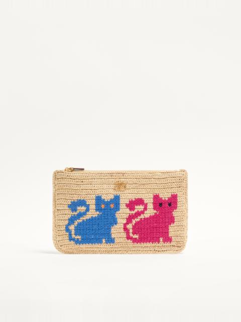 RAFFIACHAT RAFFIA CLUTCH WITH EMBROIDERY