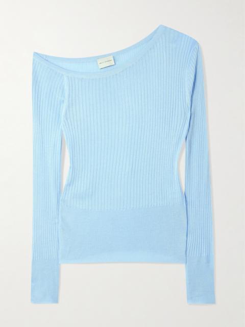 One-shoulder Ribbed-knit Top