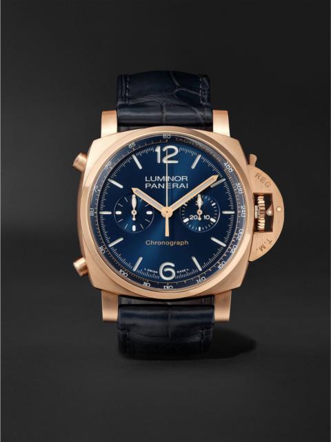 Luminor Chrono Automatic Chronograph 44mm Goldtech and Alligator Watch, Ref. No. PAM01111 Blue