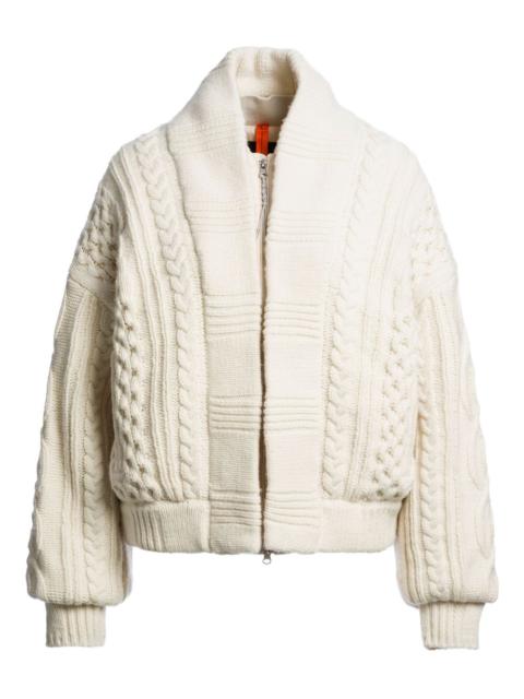 cable-knit zip-front cardigan